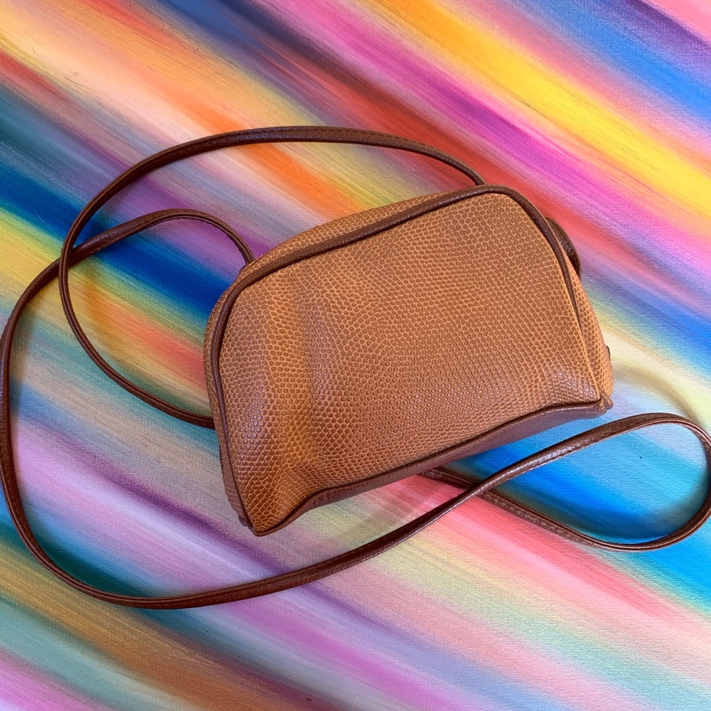 Sarne brown/tan mini crossbody w/ mirror EUC